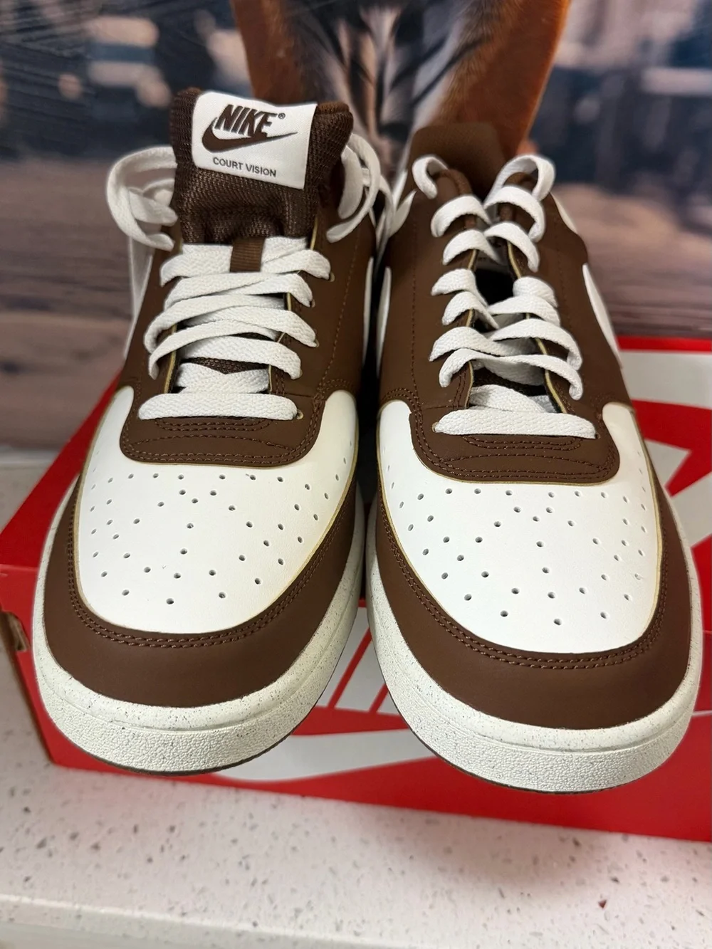 Nike Low-Top Sneakers in Brown and White